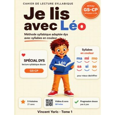 Vincent Je lis avec Léo: Cahier de lecture syllabique GS-CP : méthode syllabique adaptée dys avec syllabes en couleur Vincent Je lis avec Léo: Cahier de lecture syllabique GS-CP : méthode syllabique adaptée dys avec syllabes en couleur