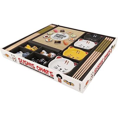 Larousse Sushis chats: Coffret avec 4 coupelles, 4 repose-baguettes, 4 paires de baguettes et 1 livret de recettes Larousse Sushis chats: Coffret avec 4 coupelles, 4 repose-baguettes, 4 paires de baguettes et 1 livret de recettes