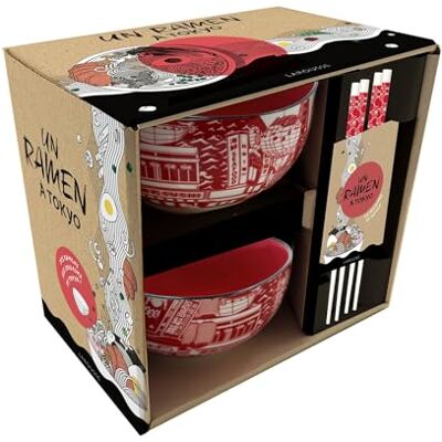 Larousse Un ramen à Tokyo: Coffret avec : 2 jolis bols à ramen en céramique, 2 paires de baguettes en céramique Larousse Un ramen à Tokyo: Coffret avec : 2 jolis bols à ramen en céramique, 2 paires de baguettes en céramique