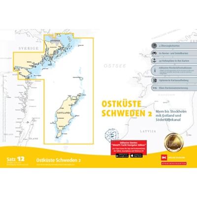 DELIUS KLASING Sportbootkarten Satz 12: Ostküste Schweden 2 (Ausgabe 2026/2027): Mem bis Stockholm mit Gotland und Södertäljekanal DELIUS KLASING Sportbootkarten Satz 12: Ostküste Schweden 2 (Ausgabe 2026/2027): Mem bis Stockholm mit Gotland und Södertäljekanal