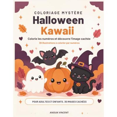 Vincent Coloriage mystère Halloween Kawaii: 30 coloriages par numéros pour adultes et enfants : colorie les numéros et découvre l'image cachée — anti-stress, grandes pages, images en couleur à la fin Vincent Coloriage mystère Halloween Kawaii: 30 coloriages par numéros pour adultes et enfants : colorie les numéros et découvre l'image cachée — anti-stress, grandes pages, images en couleur à la fin