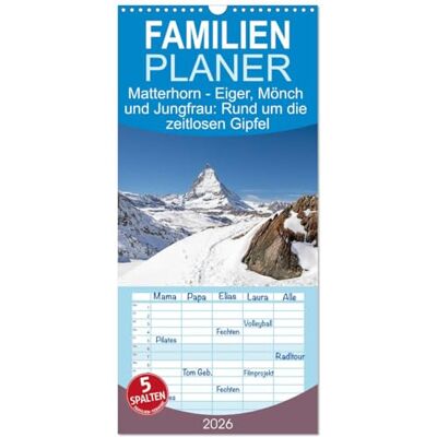 Bugdoll, Thomas Familienplaner 2026 Matterhorn Eiger, Mönch und Jungfrau: Rund um die zeitlosen Gipfel mit 5 Spalten (Wandkalender, 21 x 45 cm) : ... der berühmtesten Gipfel der Schweizer Alpen. Bugdoll, Thomas Familienplaner 2026 Matterhorn Eiger, Mönch und Jungfrau: Rund um die zeitlosen Gipfel mit 5 Spalten (Wandkalender, 21 x 45 cm) : ... der berühmtesten Gipfel der Schweizer Alpen.