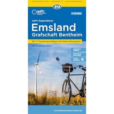 Kompass Karten GmbH BVA ADFC Regionalkarte Emsland, Grafschaft Bentheim mit Knotenpunkten 1:75.000: mit Tagestourenvorschlägen, reiß- und wetterfest, E-Bike-geeignet, GPS-Tracks Download: 720 Kompass Karten GmbH BVA ADFC Regionalkarte Emsland, Grafschaft Bentheim mit Knotenpunkten 1:75.000: mit Tagestourenvorschlägen, reiß- und wetterfest, E-Bike-geeignet, GPS-Tracks Download: 720