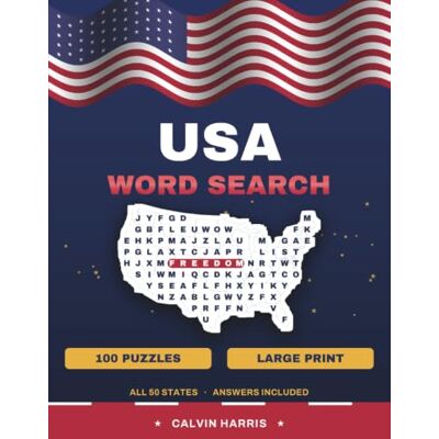 Calvin USA Word Search: Large-Print Puzzles for Adults & Seniors — A Puzzle Shaped Like Every U.S. State, with 100+ Puzzles, Cities, Capitals & Landmarks (Answer Keys Included) Calvin USA Word Search: Large-Print Puzzles for Adults & Seniors — A Puzzle Shaped Like Every U.S. State, with 100+ Puzzles, Cities, Capitals & Landmarks (Answer Keys Included)