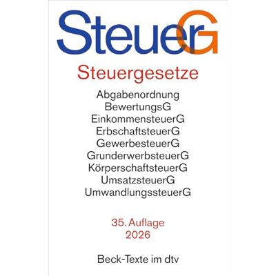 Dtv Steuergesetze. SteuerG: Abgabenordnung, Bewertungsgesetz, Einkommensteuer einschließlich Nebenbestimmungen sowie Einkommensteuer-Tabellen, ... Rechtsstand: 1. Februar 2026: 5765 Dtv Steuergesetze. SteuerG: Abgabenordnung, Bewertungsgesetz, Einkommensteuer einschließlich Nebenbestimmungen sowie Einkommensteuer-Tabellen, ... Rechtsstand: 1. Februar 2026: 5765