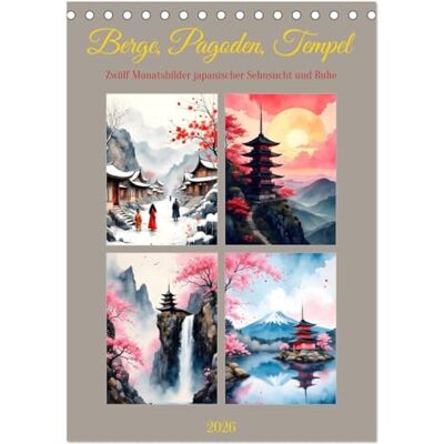 Blue, Liam Berge, Pagoden, Tempel (Tischkalender 2026 DIN A5 hoch), Monatskalender: Zwölf Monatsbilder japanischer Sehnsucht und Ruhe Blue, Liam Berge, Pagoden, Tempel (Tischkalender 2026 DIN A5 hoch), Monatskalender: Zwölf Monatsbilder japanischer Sehnsucht und Ruhe
