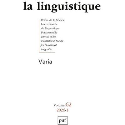 Xxx La linguistique 2026, VOL. 62(1) Xxx La linguistique 2026, VOL. 62(1)