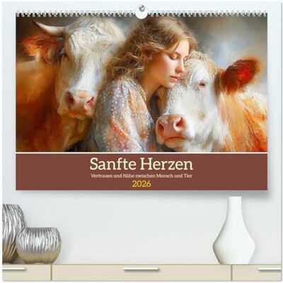Hurley, Rose Sanfte Herzen. Vertrauen und Nähe zwischen Mensch und Tier (hochwertiger Premium Wandkalender 2026 DIN A2 quer), Kunstdruck in Hochglanz: Einfühlsame ... zwischen Menschen, Kühen und Kälbern Hurley, Rose Sanfte Herzen. Vertrauen und Nähe zwischen Mensch und Tier (hochwertiger Premium Wandkalender 2026 DIN A2 quer), Kunstdruck in Hochglanz: Einfühlsame ... zwischen Menschen, Kühen und Kälbern