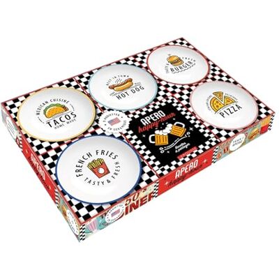 Larousse Apéro Happy Hour: Coffret avec 5 assiettes en céramique Larousse Apéro Happy Hour: Coffret avec 5 assiettes en céramique
