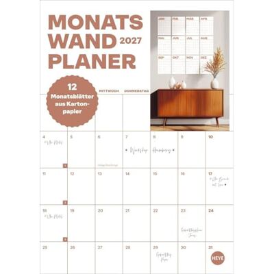 Heye Monats-Wandplaner monochrom 2027 12 einzelne Blätter zur individuellen Nutzung: Jahresplaner mit zwölf losen Kalenderblättern. Neutrale ... Zuhause. Wandkalender im Format 21 x 29,7 cm Heye Monats-Wandplaner monochrom 2027 12 einzelne Blätter zur individuellen Nutzung: Jahresplaner mit zwölf losen Kalenderblättern. Neutrale ... Zuhause. Wandkalender im Format 21 x 29,7 cm