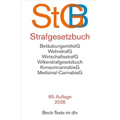Dtv Strafgesetzbuch. StGB: mit Einführungsgesetz, Völkerstrafgesetzbuch, Subventionsgesetz, Wehrstrafgesetz, Wirtschaftsstrafgesetz, ... Textausgabe. Rechtsstand: 1. Mai 2026: 5007 Dtv Strafgesetzbuch. StGB: mit Einführungsgesetz, Völkerstrafgesetzbuch, Subventionsgesetz, Wehrstrafgesetz, Wirtschaftsstrafgesetz, ... Textausgabe. Rechtsstand: 1. Mai 2026: 5007