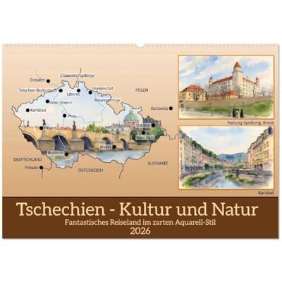 Kleemann, Claudia Tschechien Kultur und Natur (Wandkalender 2026 DIN A2 quer), Monatskalender: Fantastisches Reiseland im zarten Aquarell-Stil Kleemann, Claudia Tschechien Kultur und Natur (Wandkalender 2026 DIN A2 quer), Monatskalender: Fantastisches Reiseland im zarten Aquarell-Stil