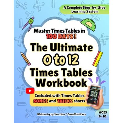 Sun The Ultimate 0 to 12 Times Table Workbook: Master Times Tables in 100 days: Expertly Designed Step-by-Step Plan Catchy Songs, Clever Tricks, Fun ... Speed, Accuracy & Confidence Ages 6–10 Sun The Ultimate 0 to 12 Times Table Workbook: Master Times Tables in 100 days: Expertly Designed Step-by-Step Plan Catchy Songs, Clever Tricks, Fun ... Speed, Accuracy & Confidence Ages 6–10