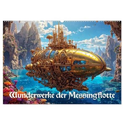 Braun Wunderwerke der Messingflotte (Wandkalender 2027 DIN A2 quer), Monatskalender: Robustheit und Eleganz: Steampunk beherrscht die Wellen Braun Wunderwerke der Messingflotte (Wandkalender 2027 DIN A2 quer), Monatskalender: Robustheit und Eleganz: Steampunk beherrscht die Wellen