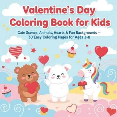 Valentines Coloring Book Toddler & Kids: Cute Scenes, Animals, Hearts & Fun Backgrounds — 30 Easy Coloring Pages for Ages 3-8 Valentines Coloring Book Toddler & Kids: Cute Scenes, Animals, Hearts & Fun Backgrounds — 30 Easy Coloring Pages for Ages 3-8