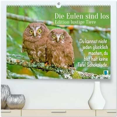 Calvendo, Calvendo Die Eulen sind los: Edition lustige Tiere (hochwertiger Premium Wandkalender 2026 DIN A2 quer), Kunstdruck in Hochglanz: Spaß mit Eule, Uhu und Kauz und mit flotten Sprüchen und viel Humor Calvendo, Calvendo Die Eulen sind los: Edition lustige Tiere (hochwertiger Premium Wandkalender 2026 DIN A2 quer), Kunstdruck in Hochglanz: Spaß mit Eule, Uhu und Kauz und mit flotten Sprüchen und viel Humor