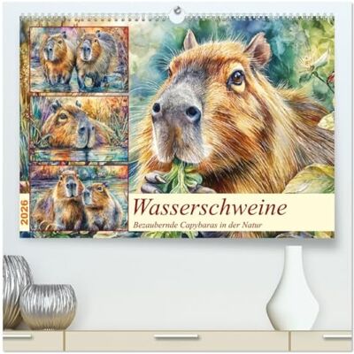 Hurley, Rose Wasserschweine. Bezaubernde Capybaras in der Natur (hochwertiger Premium Wandkalender 2026 DIN A2 quer), Kunstdruck in Hochglanz: Schöne Aquarellbilder von Wasserschweinen in harmonischer Natur Hurley, Rose Wasserschweine. Bezaubernde Capybaras in der Natur (hochwertiger Premium Wandkalender 2026 DIN A2 quer), Kunstdruck in Hochglanz: Schöne Aquarellbilder von Wasserschweinen in harmonischer Natur