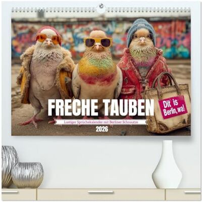CALVENDO Freche Tauben Lustiger Sprüchekalender mit Berliner Schnautze (hochwertiger Premium Wandkalender 2026 DIN A2 quer), Kunstdruck in Hochglanz: Freche ... Schnauze jeden Monat für Spaß und gute Laune CALVENDO Freche Tauben Lustiger Sprüchekalender mit Berliner Schnautze (hochwertiger Premium Wandkalender 2026 DIN A2 quer), Kunstdruck in Hochglanz: Freche ... Schnauze jeden Monat für Spaß und gute Laune