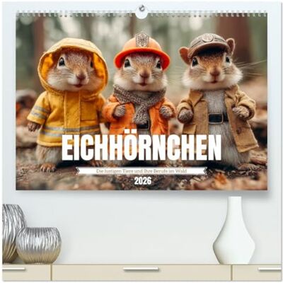 Fotografie, Mb Eichhörnchen Die lustigen Tiere und ihre Berufe im Wald (hochwertiger Premium Wandkalender 2026 DIN A2 quer), Kunstdruck in Hochglanz: Ein lustiger Tierkalender mit Eichhörnchen aus dem Wald Fotografie, Mb Eichhörnchen Die lustigen Tiere und ihre Berufe im Wald (hochwertiger Premium Wandkalender 2026 DIN A2 quer), Kunstdruck in Hochglanz: Ein lustiger Tierkalender mit Eichhörnchen aus dem Wald