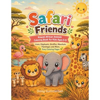 Daisy Tech Safari Friends: Kawaii African Animals Coloring Book for Kids Ages 5-9 — Lions, Elephants, Giraffes, Meerkats, Flamingos and More, Easy Coloring Pages Daisy Tech Safari Friends: Kawaii African Animals Coloring Book for Kids Ages 5-9 — Lions, Elephants, Giraffes, Meerkats, Flamingos and More, Easy Coloring Pages