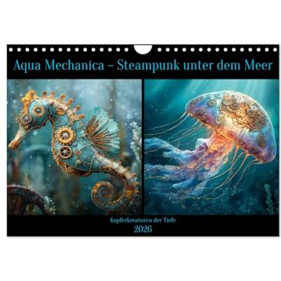 CALVENDO Aqua Mechanica Steampunk unter dem Meer (Wandkalender 2026 DIN A4 quer), Monatskalender: Fantasievolle Unterwassertiere zwischen Zahnrad und Zeitmaschine CALVENDO Aqua Mechanica Steampunk unter dem Meer (Wandkalender 2026 DIN A4 quer), Monatskalender: Fantasievolle Unterwassertiere zwischen Zahnrad und Zeitmaschine