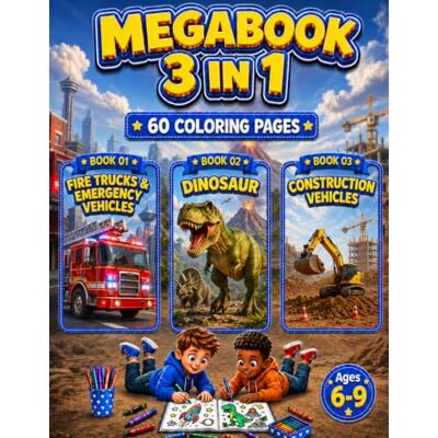 Parker Fire Trucks and Emergency Vehicles, Dinosaur & Construction Vehicles Coloring Book for Boys Ages 6-9: 3 in 1 Coloring Book with 60 Fun Single-Sided Pages for Kids Parker Fire Trucks and Emergency Vehicles, Dinosaur & Construction Vehicles Coloring Book for Boys Ages 6-9: 3 in 1 Coloring Book with 60 Fun Single-Sided Pages for Kids