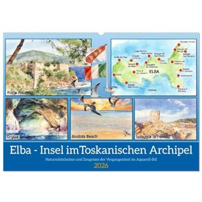Kleemann, Claudia Elba Insel imToskanischen Archipel (Wandkalender 2026 DIN A2 quer), Monatskalender: Naturschönheiten und Zeugnisse der Vergangenheit im Aquarell-Stil Kleemann, Claudia Elba Insel imToskanischen Archipel (Wandkalender 2026 DIN A2 quer), Monatskalender: Naturschönheiten und Zeugnisse der Vergangenheit im Aquarell-Stil