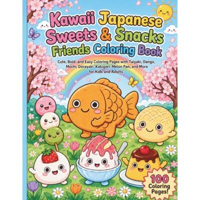 ART Kawaii Japanese Sweets & Snacks Friends Coloring Book: Cute, Bold, and Easy Coloring Pages with Taiyaki, Dango, Mochi, Dorayaki, Kakigori, Melon Pan, and More for Kids and Adults ART Kawaii Japanese Sweets & Snacks Friends Coloring Book: Cute, Bold, and Easy Coloring Pages with Taiyaki, Dango, Mochi, Dorayaki, Kakigori, Melon Pan, and More for Kids and Adults