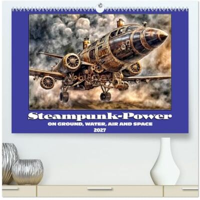Braun Steampunk power on ground, water, air and space (High Quality Premium Wall Calendar 2027 DIN A2 landscape), 12 Month Wall Calendar: Retro-futuristic full steam ahead Braun Steampunk power on ground, water, air and space (High Quality Premium Wall Calendar 2027 DIN A2 landscape), 12 Month Wall Calendar: Retro-futuristic full steam ahead