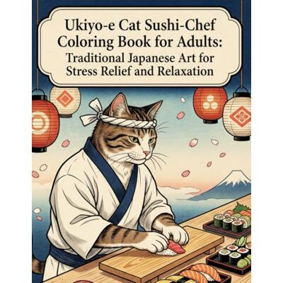 Ukiyo-e Cat Sushi-Chef Coloring Book for Adults: Traditional Japanese Art for Stress Relief and Relaxation: Zen-Inspired Ukiyo-e Coloring with Cat Sushi Chefs and Classic Japanese Motifs Ukiyo-e Cat Sushi-Chef Coloring Book for Adults: Traditional Japanese Art for Stress Relief and Relaxation: Zen-Inspired Ukiyo-e Coloring with Cat Sushi Chefs and Classic Japanese Motifs
