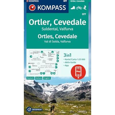 Kompass Carta escursionistica Kom 077. Ortler, Cevedale, Suldental, Valfurva / Ortles, Cevedale, Val di Solda, Valfura: 3in1 Wanderkarte mit Aktiv Guide ... in der -App. Fahrradfahren. Skitouren. Kompass Carta escursionistica Kom 077. Ortler, Cevedale, Suldental, Valfurva / Ortles, Cevedale, Val di Solda, Valfura: 3in1 Wanderkarte mit Aktiv Guide ... in der -App. Fahrradfahren. Skitouren.
