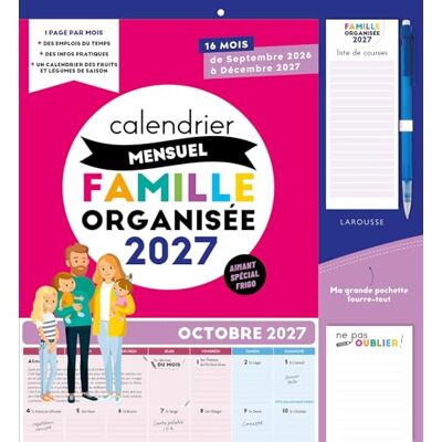 Larousse Calendrier mensuel famille organisée: Avec 1 crayon Larousse Calendrier mensuel famille organisée: Avec 1 crayon