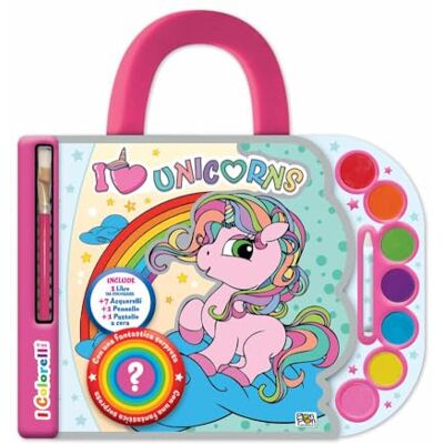 Lisa Capiotto I love unicorns. Valigetta acquerelli. I colorelli. Ediz. a spirale. Con acquerelli, pennello, pastello a cera bianco e sorpresa Lisa Capiotto I love unicorns. Valigetta acquerelli. I colorelli. Ediz. a spirale. Con acquerelli, pennello, pastello a cera bianco e sorpresa
