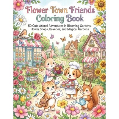 ART Flower Town Friends Coloring Book: 50 Cute Animal Adventures in Blooming Gardens, Flower Shops, Bakeries, and Magical Gardens ART Flower Town Friends Coloring Book: 50 Cute Animal Adventures in Blooming Gardens, Flower Shops, Bakeries, and Magical Gardens