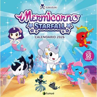 Tunué Tokidoki Mermicorno Starfall – Calendario 2026 da parete con 50 Stickers esclusivi Tunué Tokidoki Mermicorno Starfall – Calendario 2026 da parete con 50 Stickers esclusivi