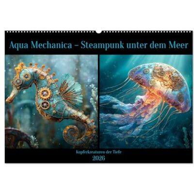 CALVENDO Aqua Mechanica Steampunk unter dem Meer (Wandkalender 2026 DIN A2 quer), Monatskalender: Fantasievolle Unterwassertiere zwischen Zahnrad und Zeitmaschine CALVENDO Aqua Mechanica Steampunk unter dem Meer (Wandkalender 2026 DIN A2 quer), Monatskalender: Fantasievolle Unterwassertiere zwischen Zahnrad und Zeitmaschine