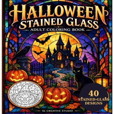 Creative Halloween Stained Glass Coloring Book for Adults: 40 Beautiful Stained Glass Style Illustrations Featuring Witches, Black Cats, Pumpkins, Skeletons & Haunted Scenes for Relaxation Creative Halloween Stained Glass Coloring Book for Adults: 40 Beautiful Stained Glass Style Illustrations Featuring Witches, Black Cats, Pumpkins, Skeletons & Haunted Scenes for Relaxation