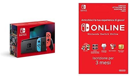 Nintendo Switch con Joy-Con Rosso Neon e Blu Neon [Ed. 2022] + 90 Giorni Switch Online Membri (Individual) Codice download