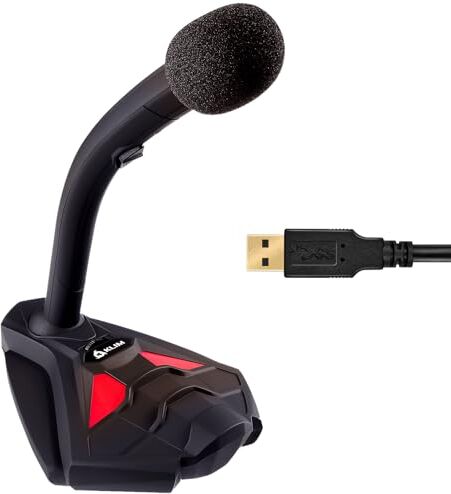 KLIM Voice V2 + Microfono USB da Scrivania + Novità Versione + Suono di Alta qualità + Registrazione e Riconoscimento Vocale, Live, Youtube, Podcast + Microfono PC Compatibile Windows Mac PS4 + Rosso