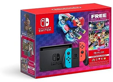 Switch System: Mario Kart 8 Deluxe Bundle (Full Game Download + 3 Mo. Nintendo Switch Online Membership Included)