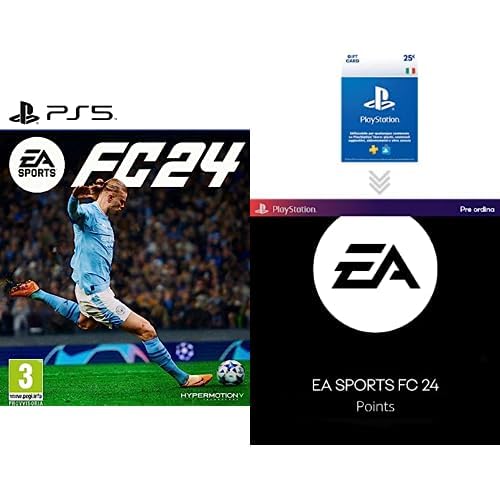 Electronic Arts EA SPORTS FC 24 Standard Edition PS5   Videogiochi   Italiano + 25€ PlayStation Store Gift Card per EA SPORTS FC 24 Ultimate Team   FC Points [Pre ordina]   Account PSN Italiano