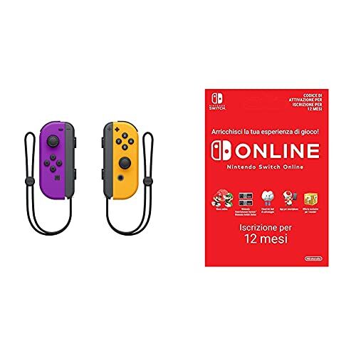 Nintendo Controller Set da 2 Joystick, Viola Neon e Arancione Neon & 365 Giorni Switch Online Membri (Individual) Codice download