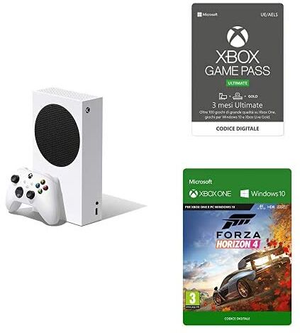 Microsoft Xbox Series S + Xbox Game Pass Ultimate (3 Abbonamento) + Forza Horizon 4 (Xbox Codice Digitale)