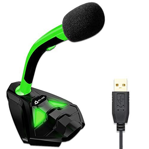 KLIM ™ Voice Microfono Desktop USB con Stand per Computer Laptop PC – Microfono Gaming Videogiochi PS4 Verde [ Nuova Versione ]