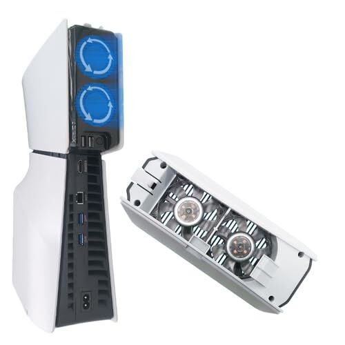 Generic Ventola di raffreddamento console per PS5 Slim, sistema di raffreddamento silenzioso con doppia porta USB 3.0 e 2 ventole ad alta velocità per PS5 Slim Disc e Digital Edition