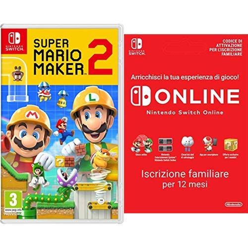 Nintendo Super Mario Maker 2  Switch + 365 Giorni Switch Online Membri (Famiglia)    Switch Codice download