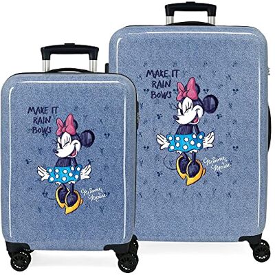 Disney Minnie Make it Rain Bows set di valigie blu 55/68 cm rigida ABS chiusura a combinazione laterale 104 L 6 kg 4 ruote doppie set a mano Disney Minnie Make it Rain Bows set di valigie blu 55/68 cm rigida ABS chiusura a combinazione laterale 104 L 6 kg 4 ruote doppie set a mano
