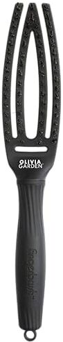 Olivia Garden – Fingerbrush Cura iconica con setole di cinghiale e nylon, nero totale, taglia piccola