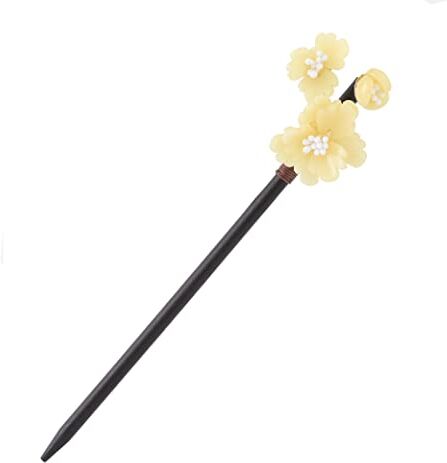 Generic Retro fatto a mano cinese giada fiore di pietra di legno capelli bastone costume forcina antico capelli bastone accessori for capelli da sposa (Color : Yellow)