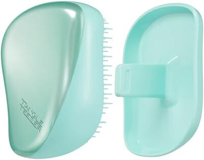 Tangle Teezer The Compact Styler Spazzola per capelli districante   Da viaggio con copertura protettiva e design a due denti   Perfetta per capelli bagnati, secchi e volanti   Teal Matte Chrome